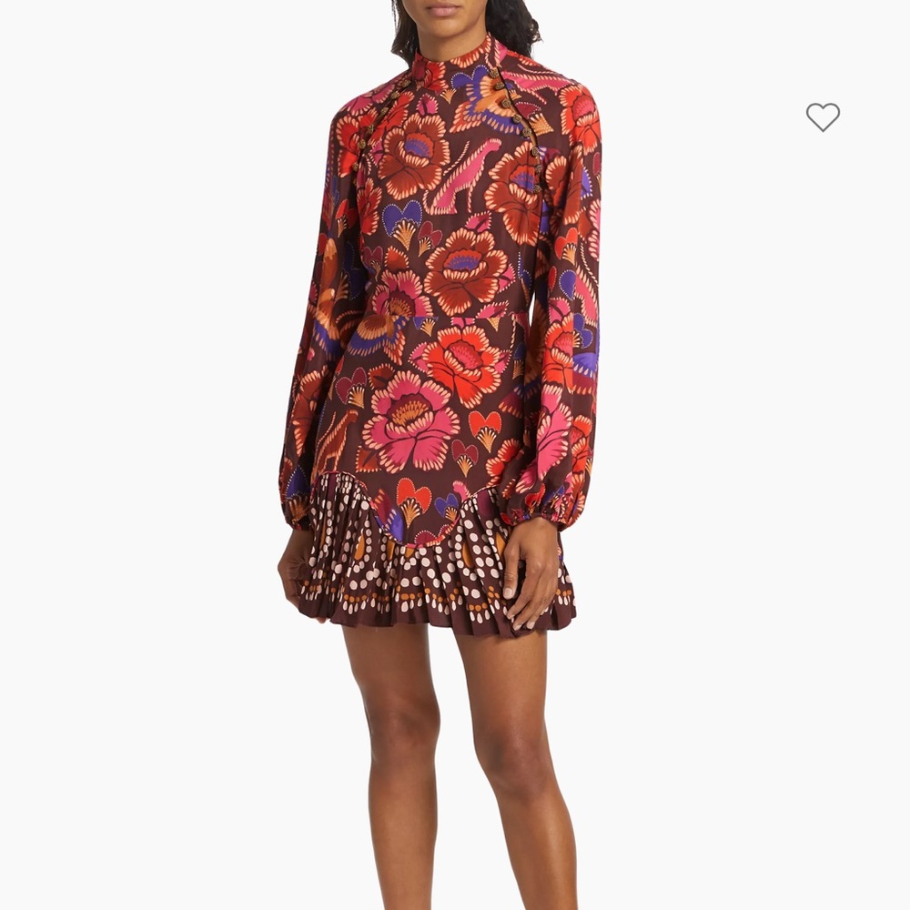 FARM Rio Bright Flora Colorful Long Sleeve
Satin Mini Dress Boho Size XL - Picture 3 of 12